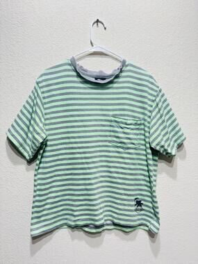 Vintage Gotcha Striped T Shirt Green Grey 80s 90s Made in USA Small